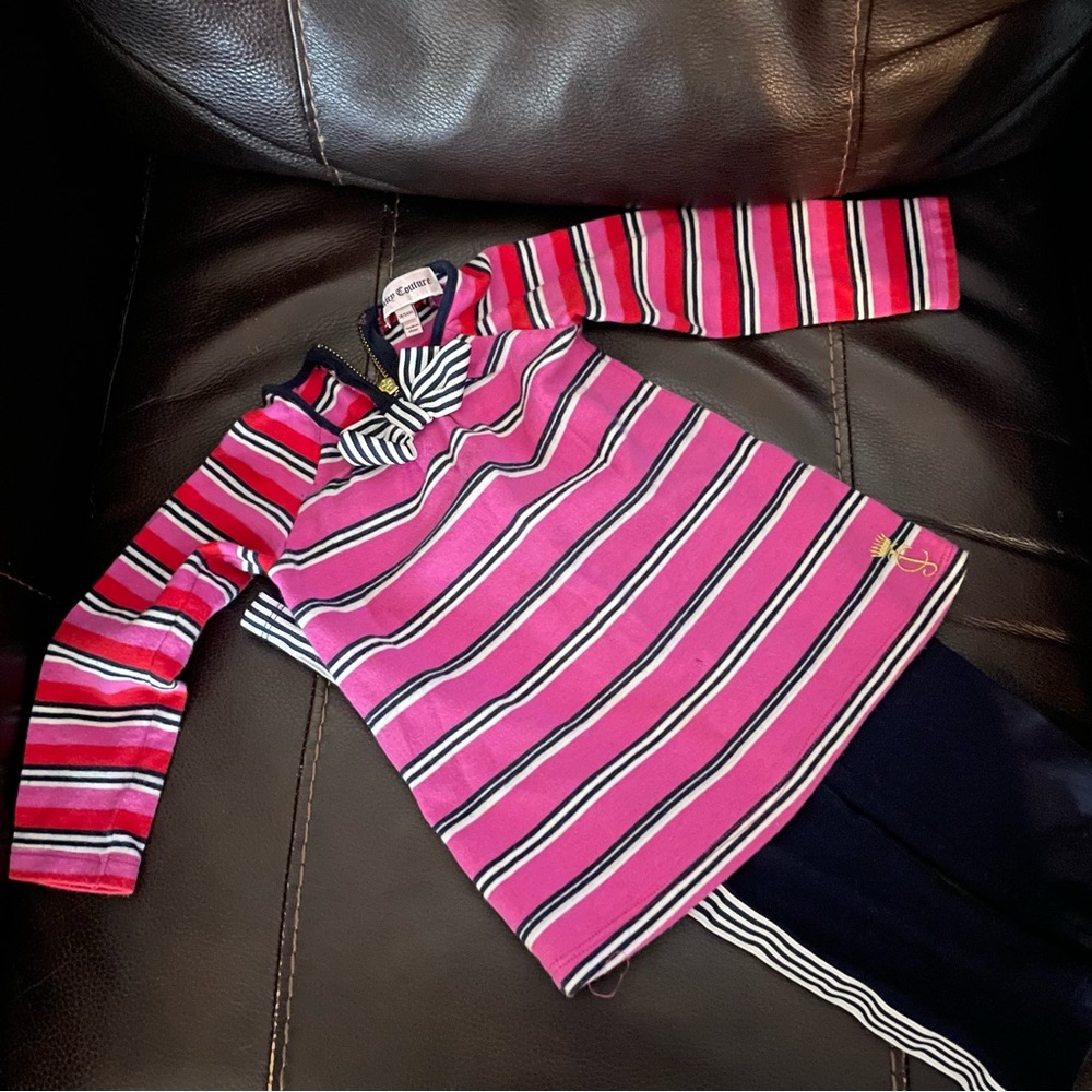 Juicy Couture Pink and Red Striped Long Sleeve Tee and matching leggings